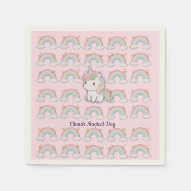 Magic Unicorn Pastel Rainbow Party Pappersservett (Framsidan)