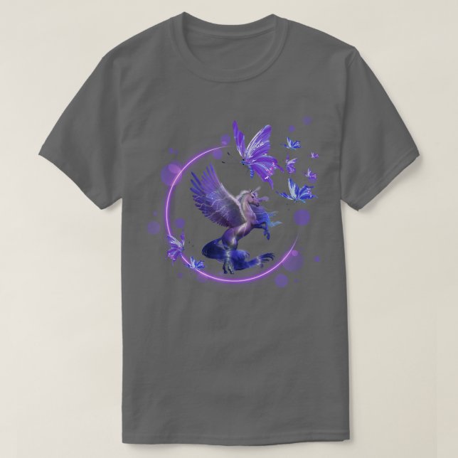 Magic Unicorn Pegasus Lila T Shirt (Design framsida)