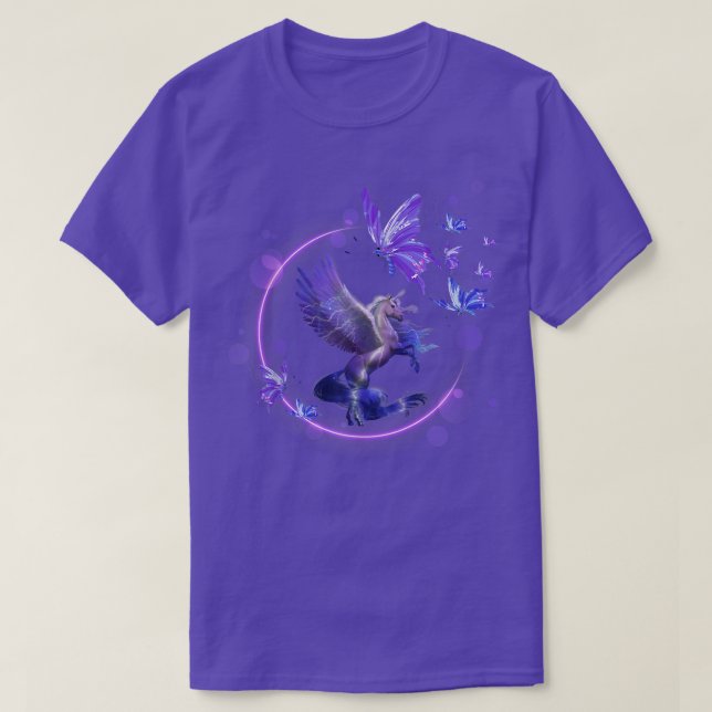 Magic Unicorn Pegasus Lila T Shirt (Design framsida)