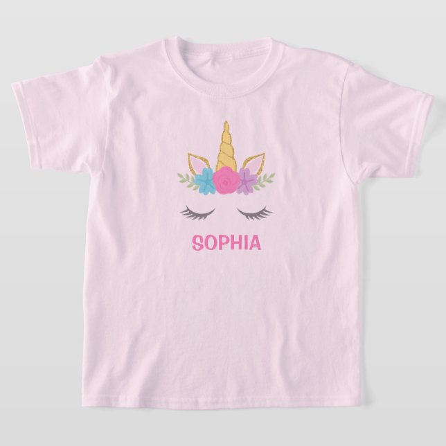 Magic Unicorn Personlig Girl T Shirt (Laydown)