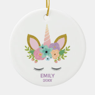 Magic Unicorn Personlig namn glitter girly Julgransprydnad Keramik