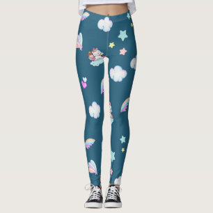 Magic Unicorn Princess Rinbow mönster gradient Leggings