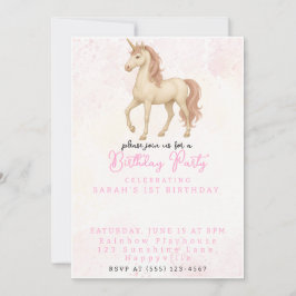 Magic Unicorn Rainbow 1:a födelsedagen Inbjudningar