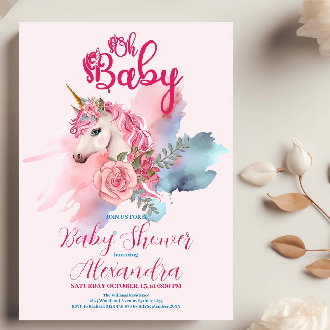 Magic Unicorn Rainbow Baby Shower Inbjudningar (Skapare uppladdad)