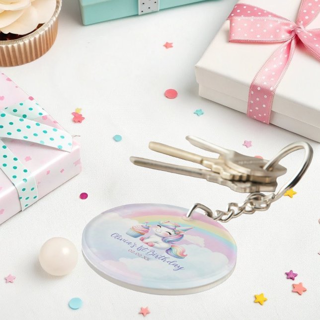Magic Unicorn Rainbow Birthday Acrylic Keychain (Skapare uppladdad)
