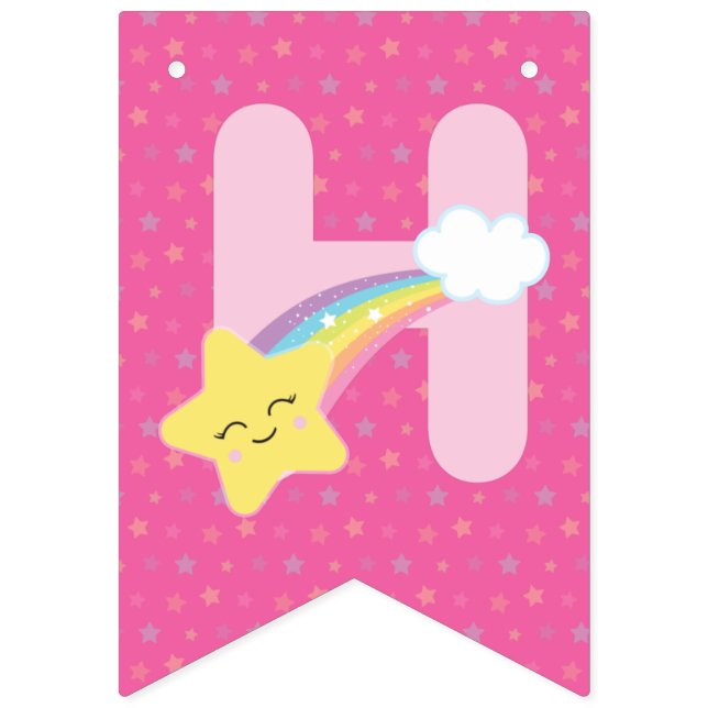 Magic Unicorn Rainbow Birthday buntbanderoll Vimplar (Andra flaggan)