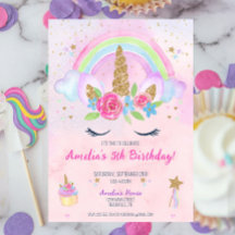 Magic Unicorn Rainbow Birthday-inbjudan