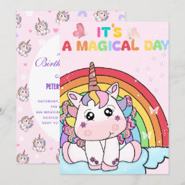 Magic Unicorn Rainbow Birthday-inbjudan Inbjudningar