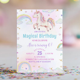 Magic Unicorn Rainbow Birthday Inbjudningar
