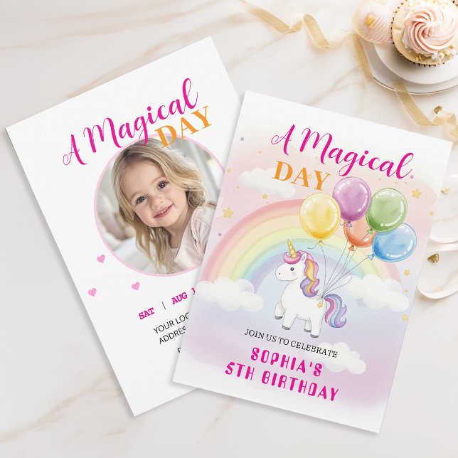 Magic Unicorn & Rainbow Birthday Inbjudningar (Skapare uppladdad)