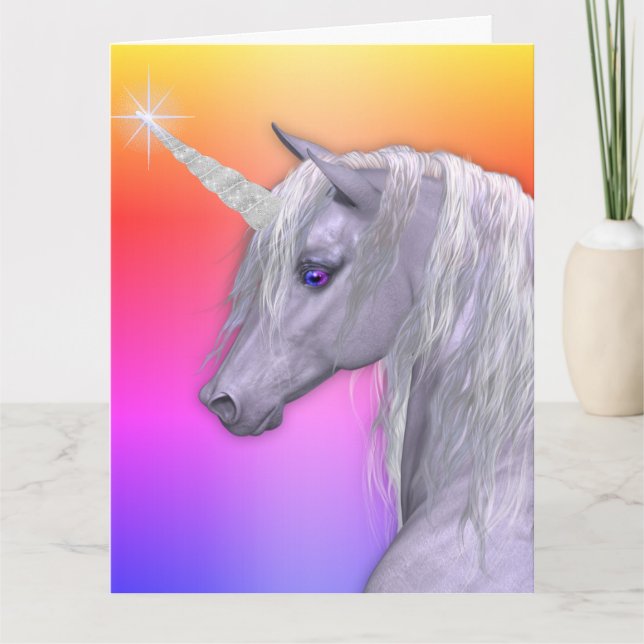 Magic Unicorn Rainbow Birthday Kort (Framsida)