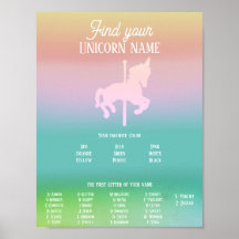 Magic Unicorn Rainbow Birthday Namn Game