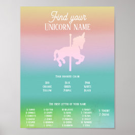 Magic Unicorn Rainbow Birthday Namn Game Poster