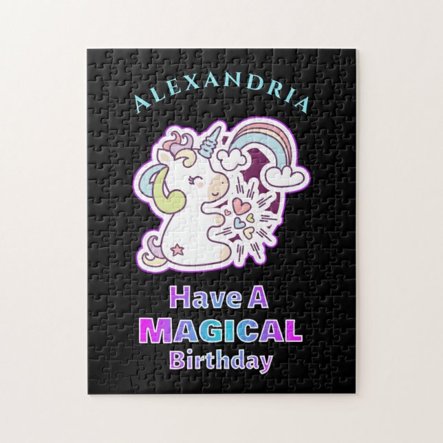Magic Unicorn Rainbow Birthday Personalize Pussel (Vertikal)