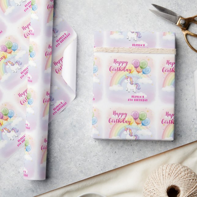 Magic Unicorn & Rainbow Birthday Presentpapper (Skapare uppladdad)