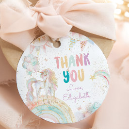 Magic Unicorn Rainbow Birthday Tack Gåvor Etiketter