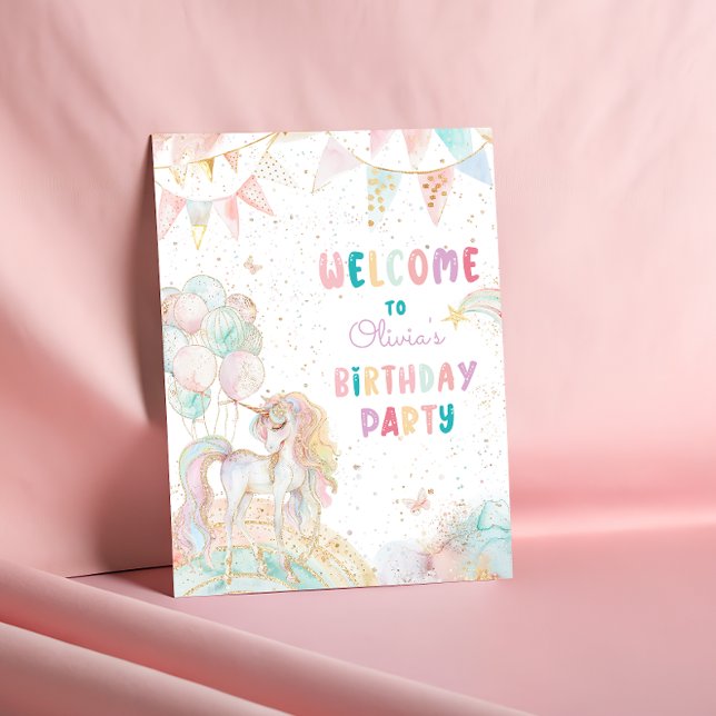 Magic Unicorn Rainbow Birthday Välkommen Poster (Skapare uppladdad)