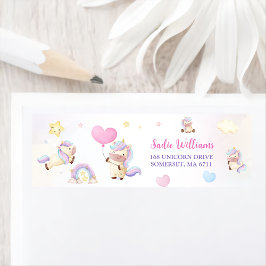 Magic Unicorn Rainbow Födelsedagsfest Label Returadress Etikett