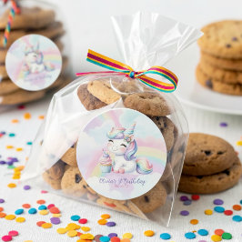 Magic Unicorn Rainbow Födelsedagsfest Sticker Runt Klistermärke