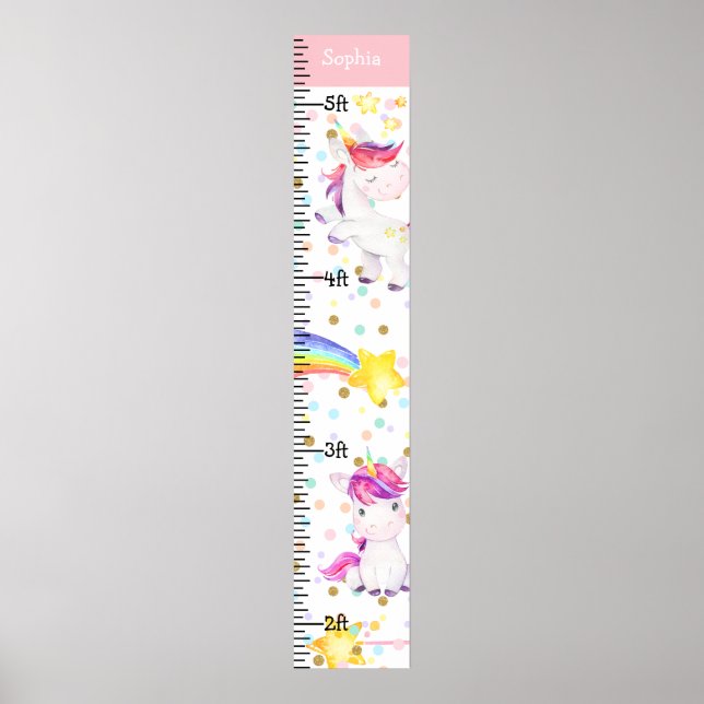 Magic Unicorn Rainbow Girl Growth Diagram Poster (Framsidan)
