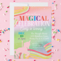 Magic Unicorn Rainbow Glitter Girls Birthday