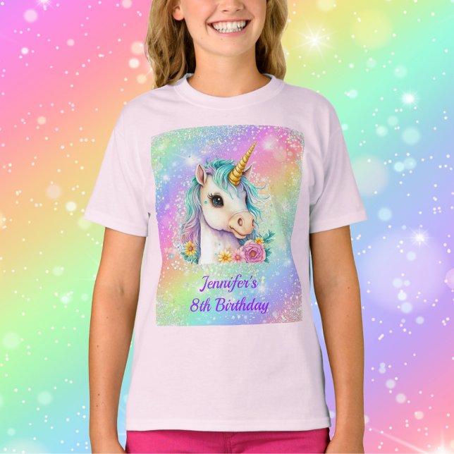 Magic Unicorn Rainbow Gnistra Birthday T Shirt (Skapare uppladdad)