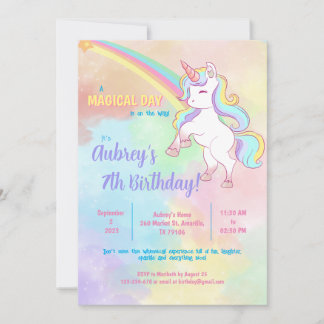 Magic Unicorn Rainbow-inbjudan Inbjudningar