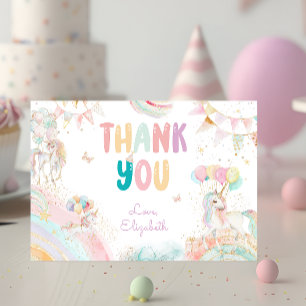 Magic Unicorn Rainbow Pastel Birthday Tack Kort