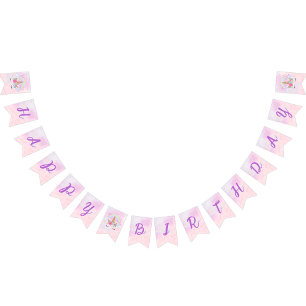 Magic Unicorn Rainbow Rosa Birthday Vimplar