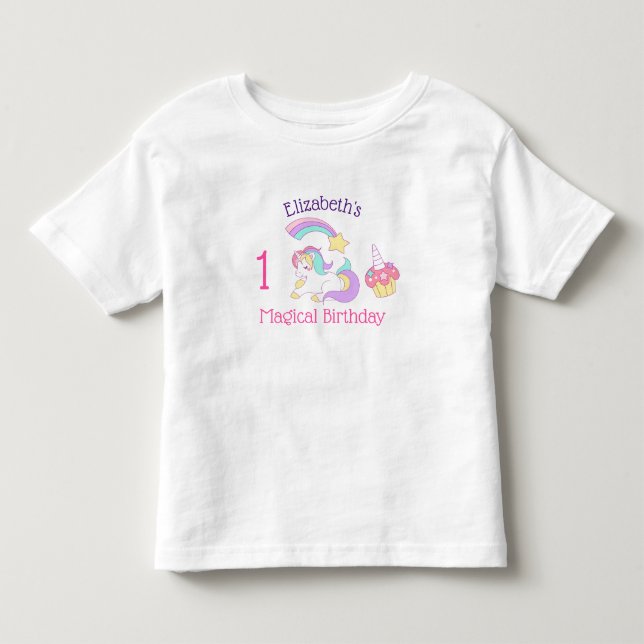 Magic Unicorn Rainbow Shooting Star & Cupcoa T-shirt (Framsida)