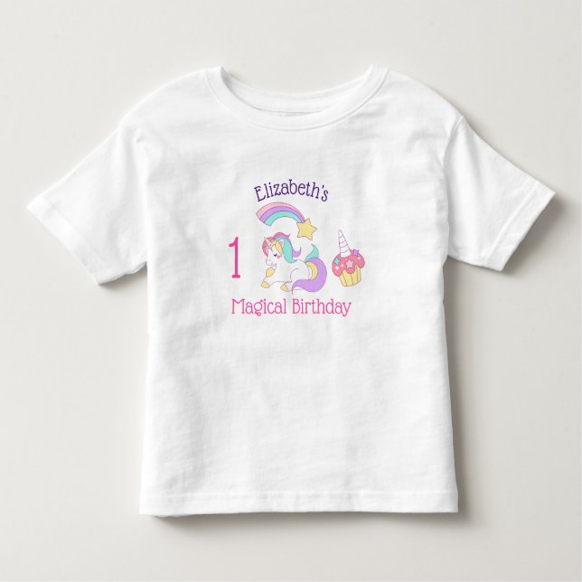 Magic Unicorn Rainbow Shooting Star & Cupcoa Tee (Framsida)