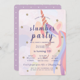 Magic Unicorn Rainbow Slumber Party Birthday Inbjudningar