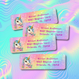 Magic Unicorn Rainbow Sparkles Birthday-etikett Returadress Etikett