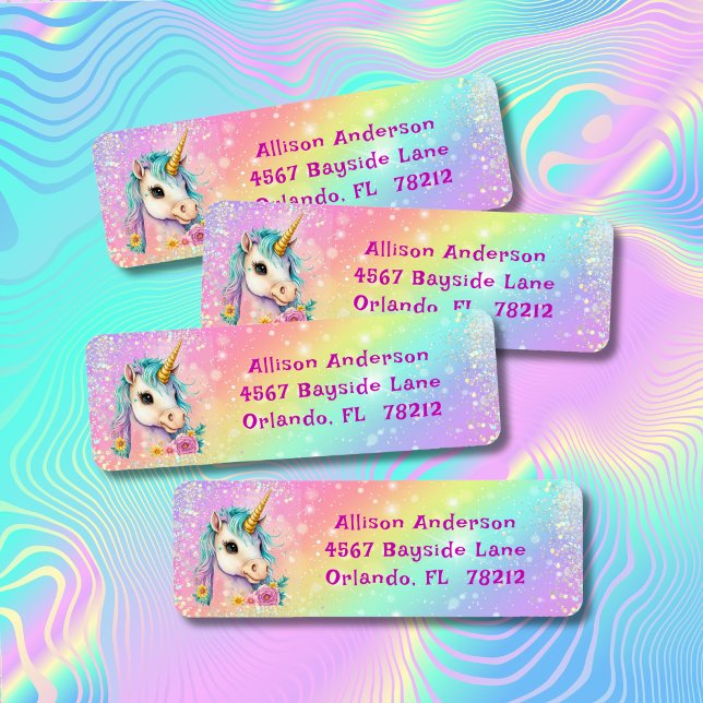 Magic Unicorn Rainbow Sparkles Birthday-etikett Returadress Etikett (Skapare uppladdad)