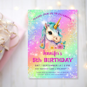 Magic Unicorn Rainbow Sparkles Birthday Inbjudningar