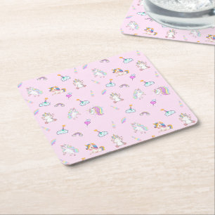 Magic Unicorn-regnbåggradient 1:a födelsedag party Underlägg Papper Kvadrat