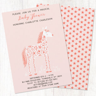 Magic Unicorn Rosa Baby Shower-inbjudan Inbjudningar