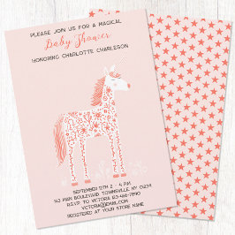 Magic Unicorn  Rosa Baby Shower-inbjudan Inbjudningar