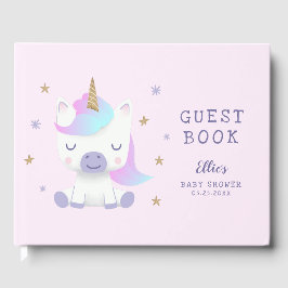 Magic Unicorn Rosa Guld Baby Shower Gästböcker