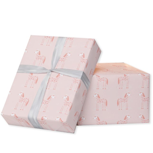 Magic Unicorn  Rosa Presentpapper (Magical Unicorn blush pink gift wrap paper roll)