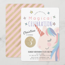 Magic Unicorn Rosa x Guld Girl Birthday