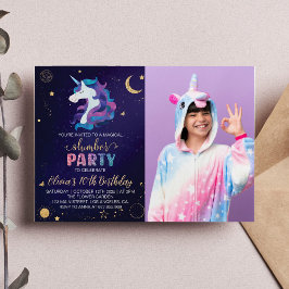 Magic Unicorn Slumber Birthday Photo Inbjudan