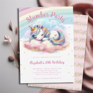 Magic Unicorn Slumber Pajama Party Girl Birthday Inbjudningar