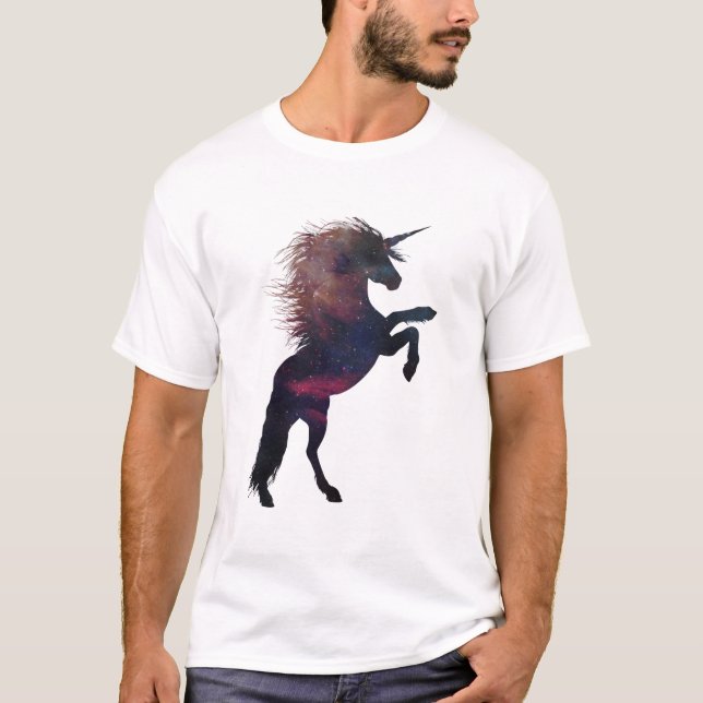 Magic Unicorn Space Nebula T Shirt (Framsida)