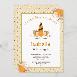 Magic Unicorn Star Fall Halloween Födelsedagsfest Inbjudningar