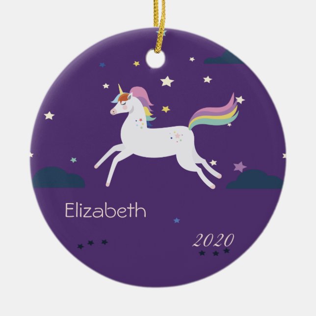 Magic Unicorn Stars,Clouds Julgransprydnad Keramik (Framsidan)
