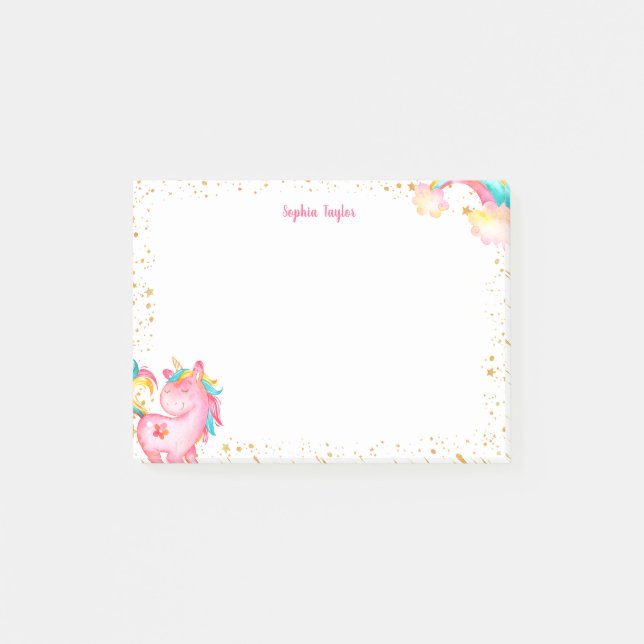 Magic Unicorn Stars Kids Personlig Post-it Block (Framsida)