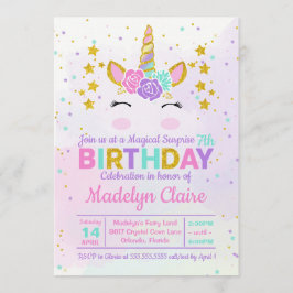 Magic Unicorn Surprise Födelsedagsfest inbjudan