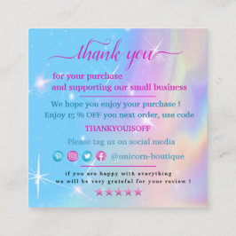 Magic Unicorn tack Fyrkantigt Visitkort