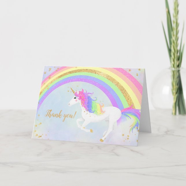 Magic Unicorn Tack | Guld Rainbow Kort (Framsida)